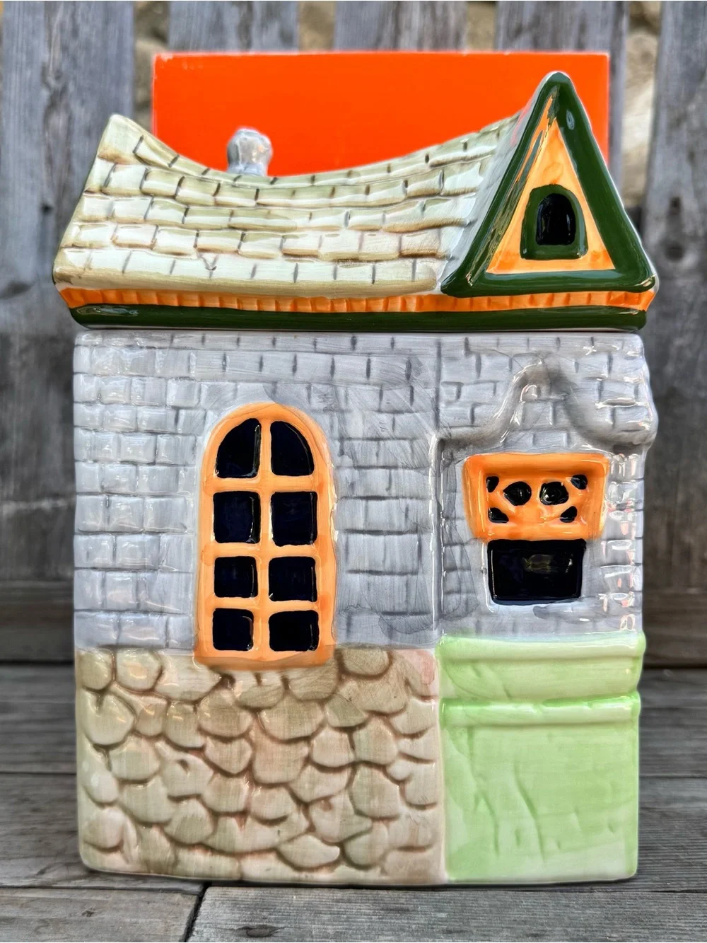 Vintage Macy's Halloween Ceramic Haunted House Cookie Jar W/ BOX